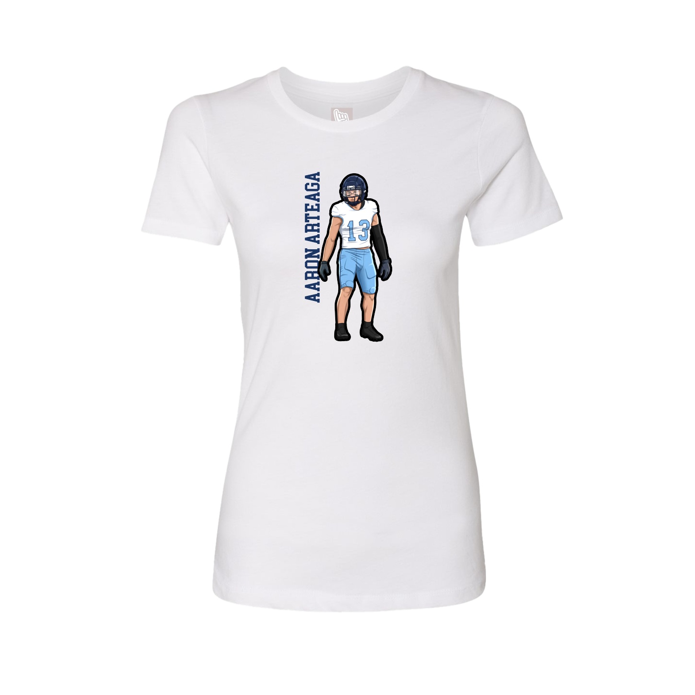 Fitted Women's Tee — Name Vertical in White