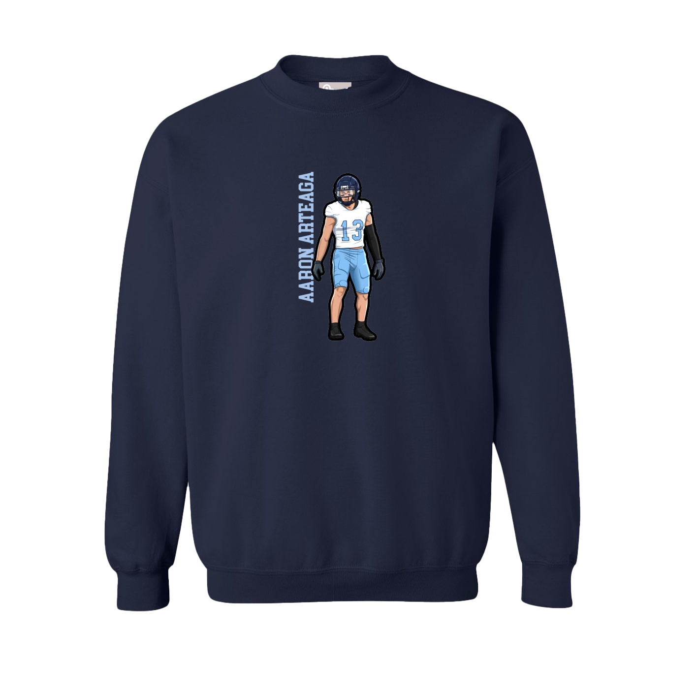Fleece Crew — Name Vertical in Navy