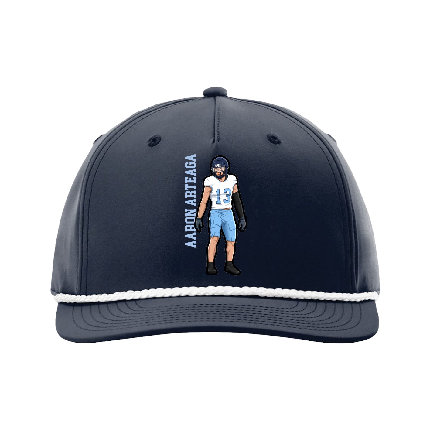 Five-Panel Classic Rope Cap — Name Vertical in Navy