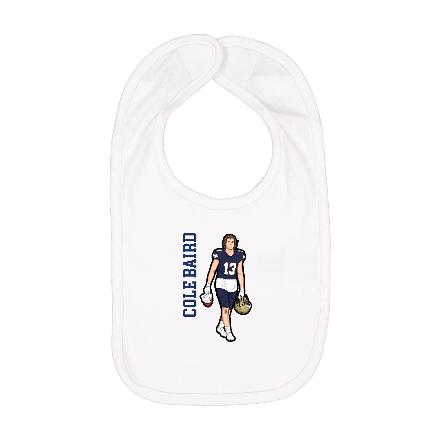 Infant Bib — Name Vertical in White