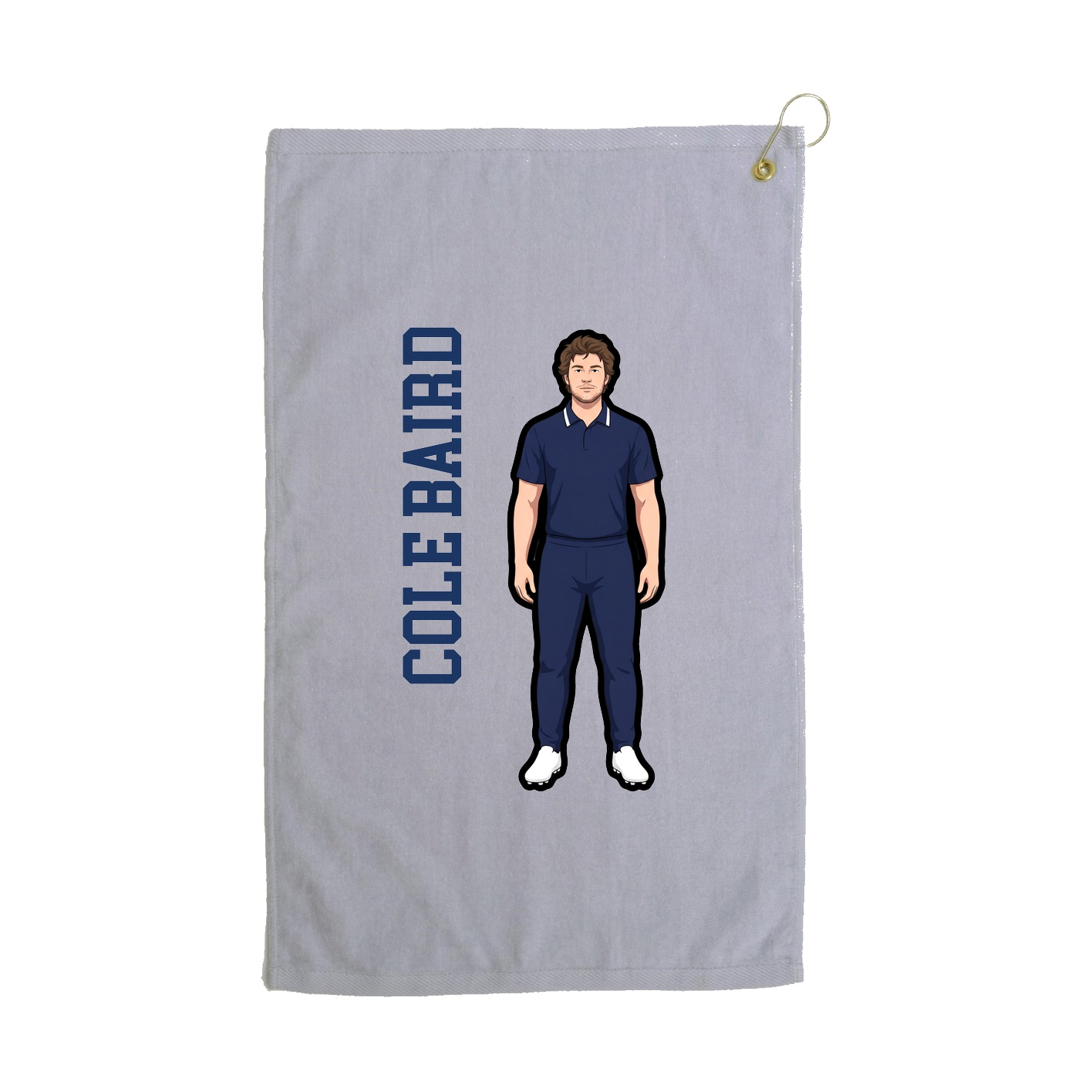 Golf Towel — Name Vertical in Grey