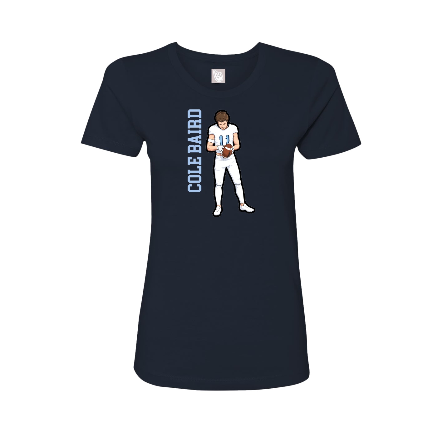 Fitted Women's Tee — Name Vertical in Navy