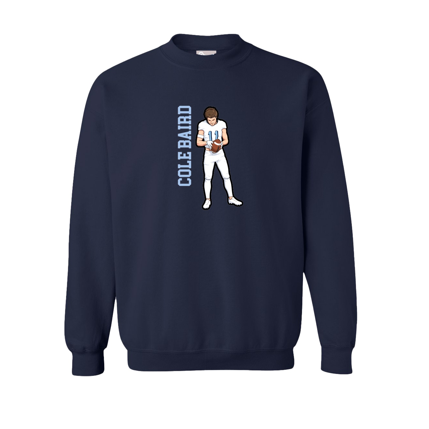 Fleece Crew — Name Vertical in Navy