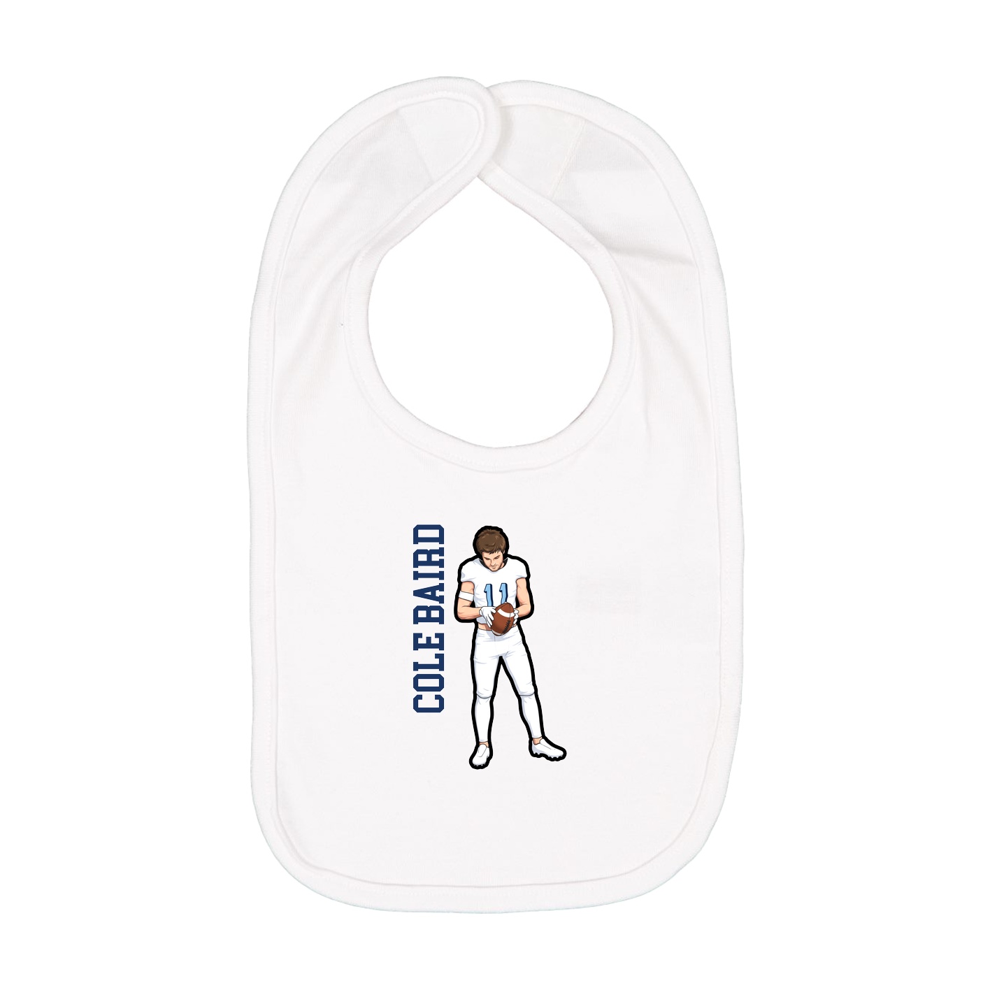 Infant Bib — Name Vertical in White