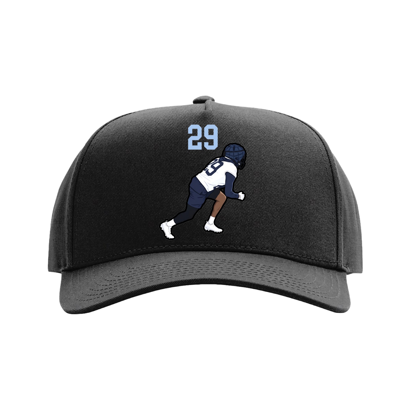 Full Fabric Five-Panel Champ Cap — Number Top in Black