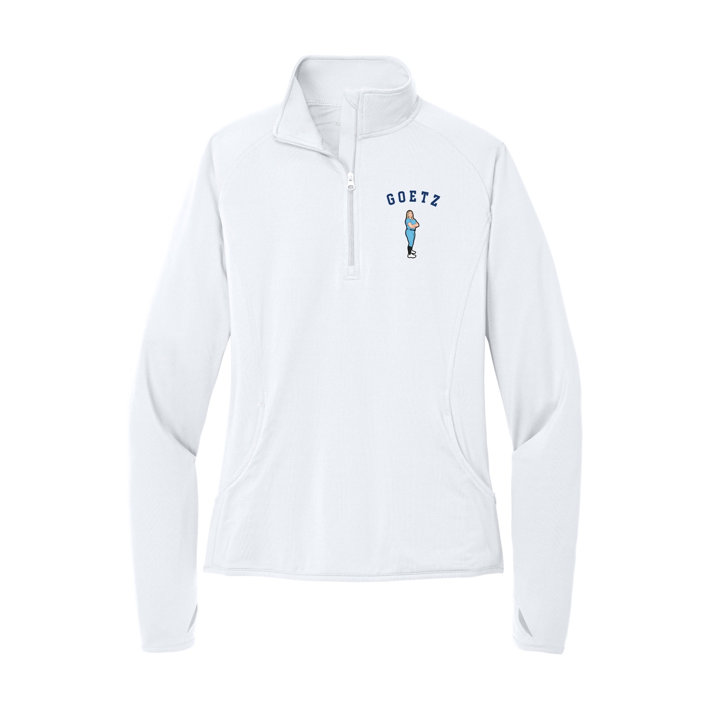 Women's Q-Zip Pullover — Shirsey Arch in White