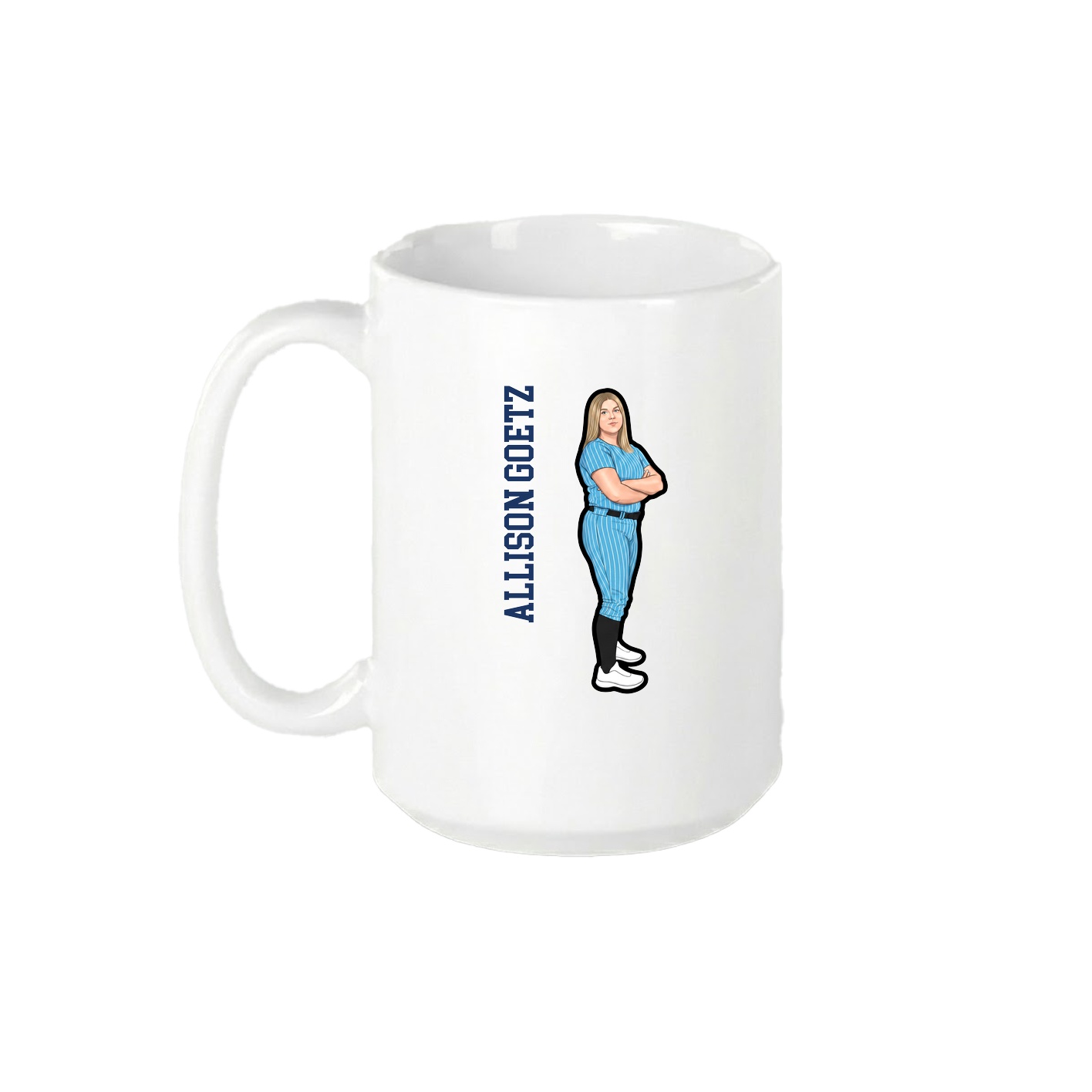 15oz Coffee Mug — Name Vertical in White