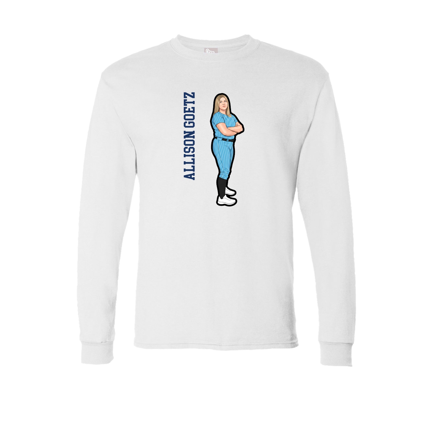 Long Sleeve Tee — Name Vertical in White