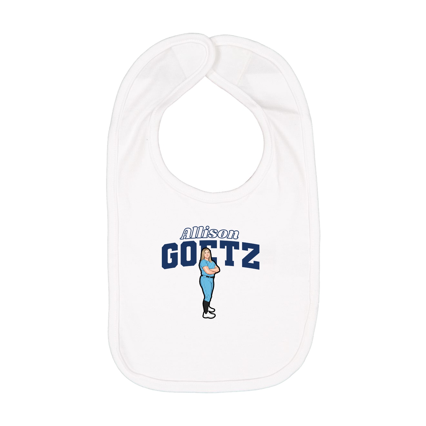 Infant Bib — Name Arch in White