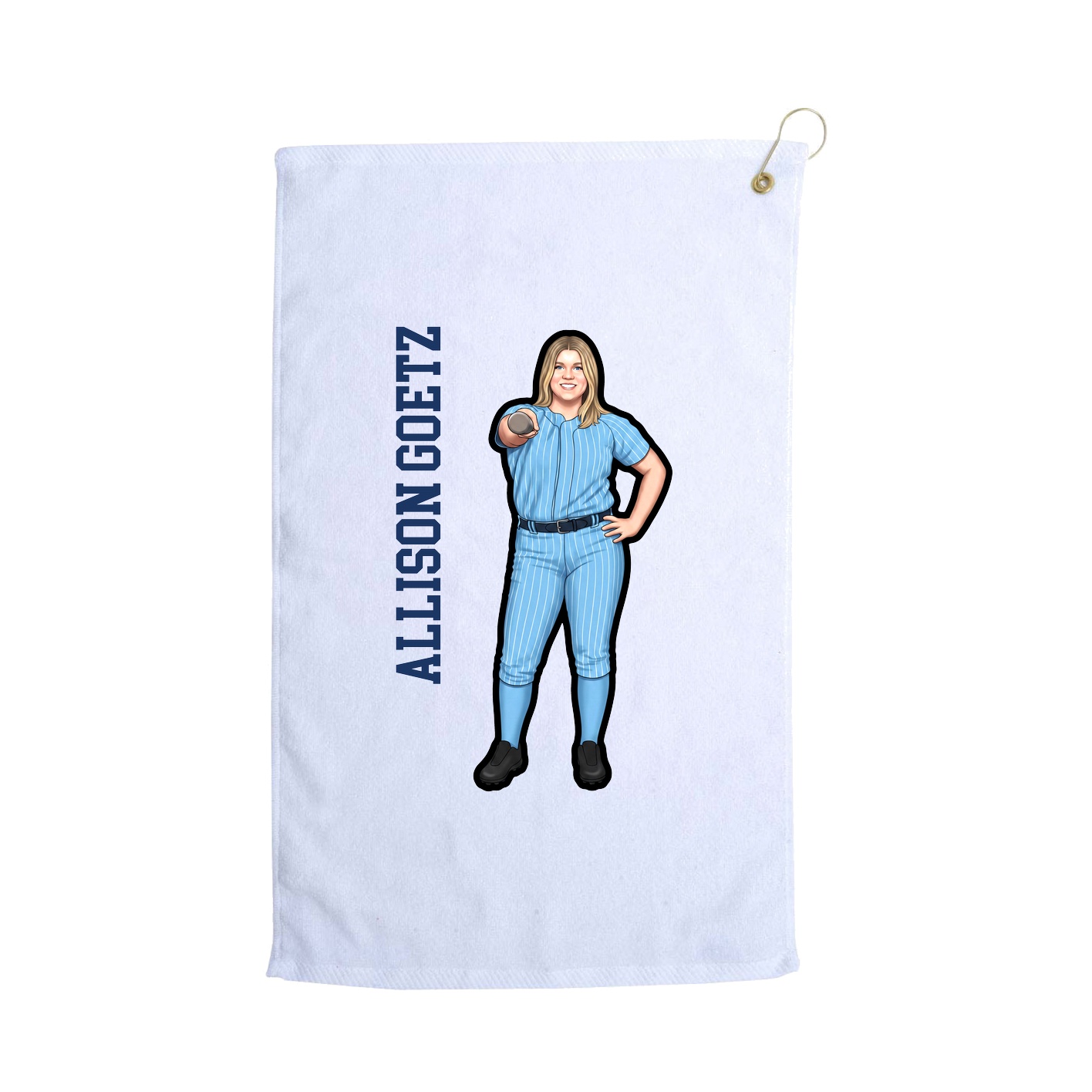 Golf Towel — Name Vertical in White