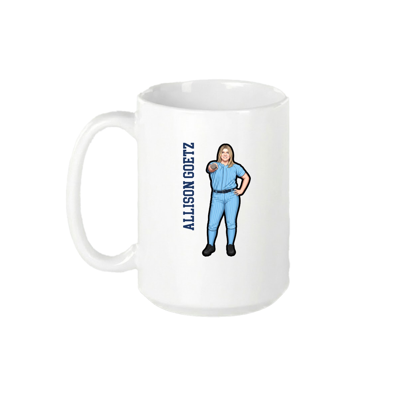 15oz Coffee Mug — Name Vertical in White