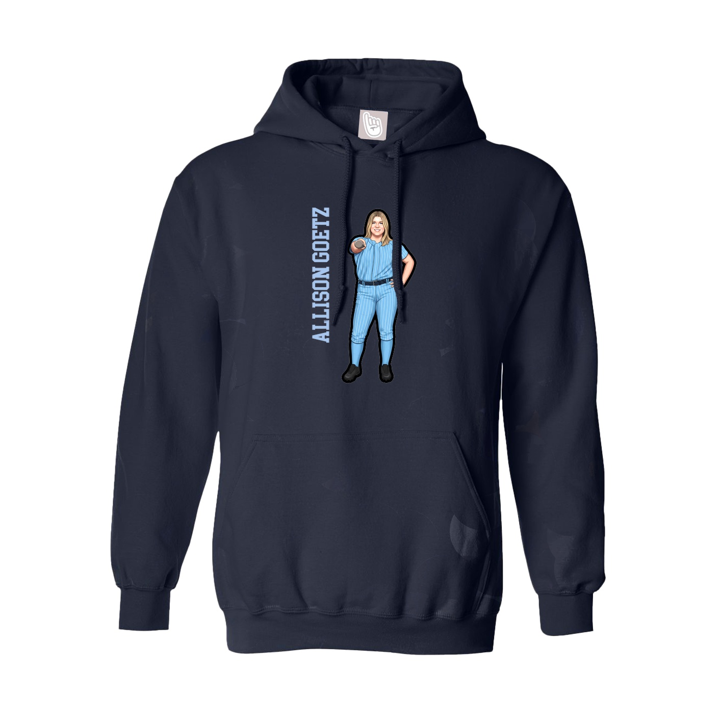 Youth Hoodie — Name Vertical in Navy