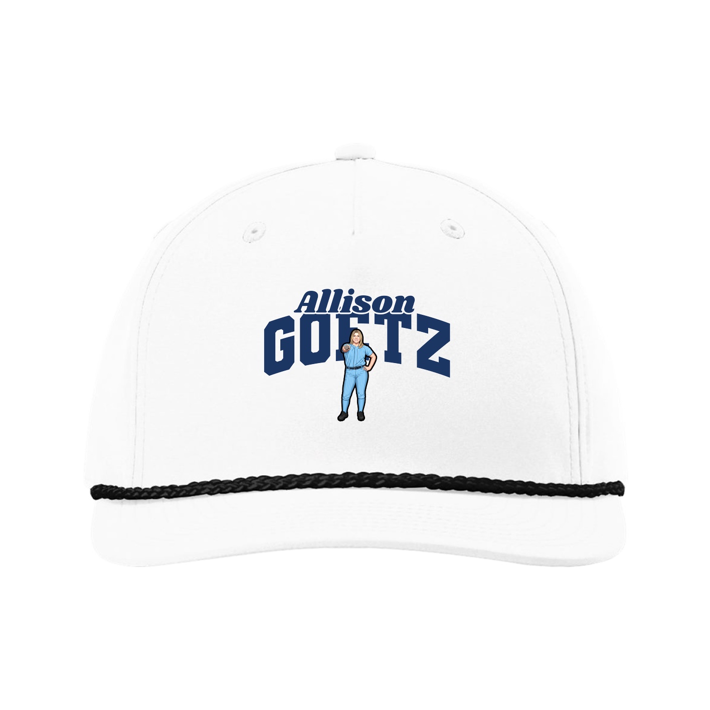 Five-Panel Classic Rope Cap — Signature Arch in White