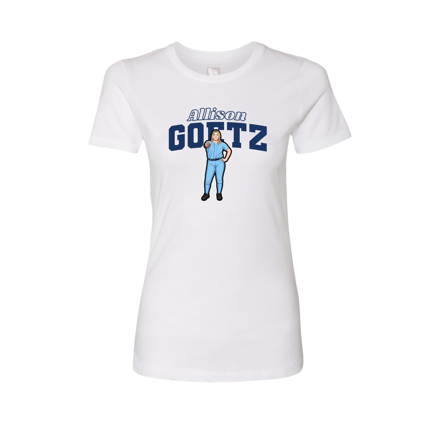 Fitted Women's Tee — Name Arch in White