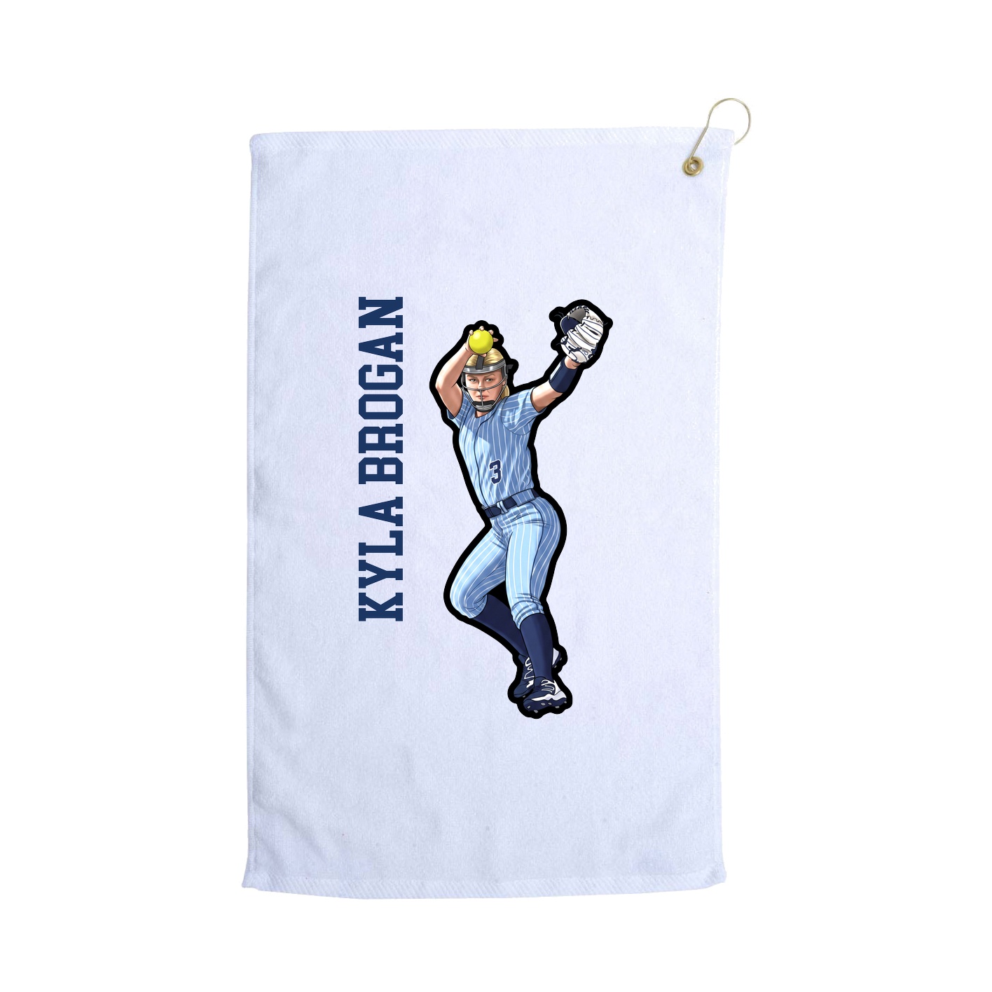 Golf Towel — Name Vertical in White