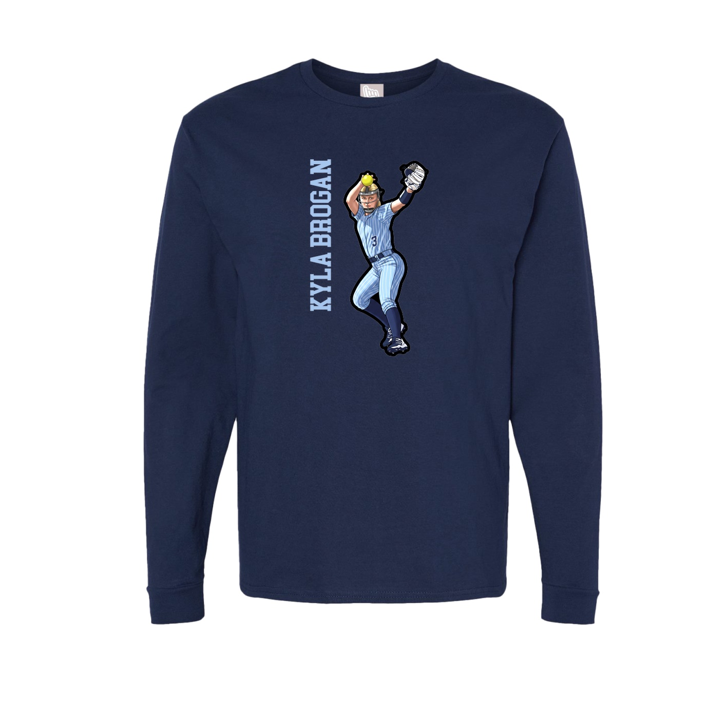 Long Sleeve Tee — Name Vertical in Navy