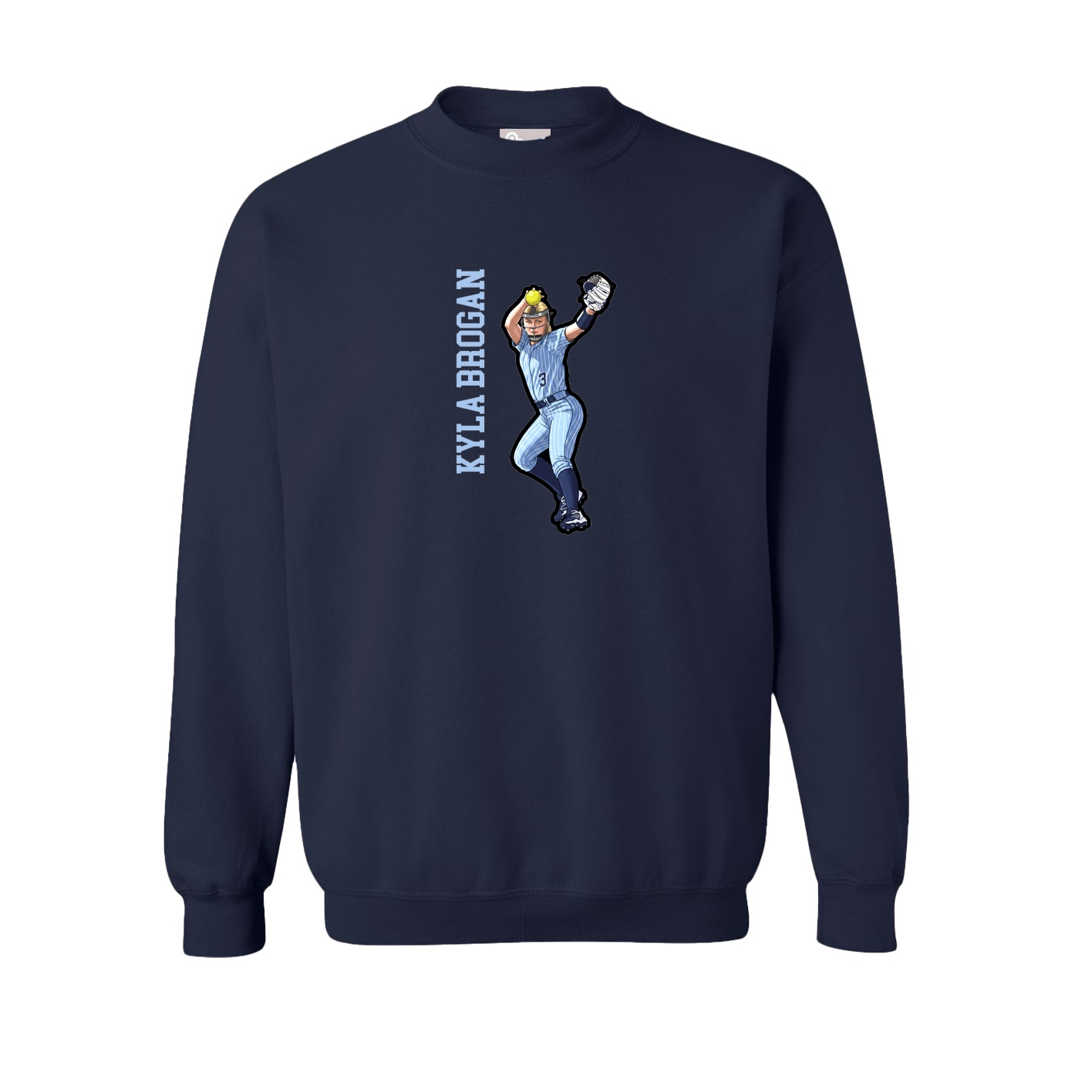 Fleece Crew — Name Vertical in Navy