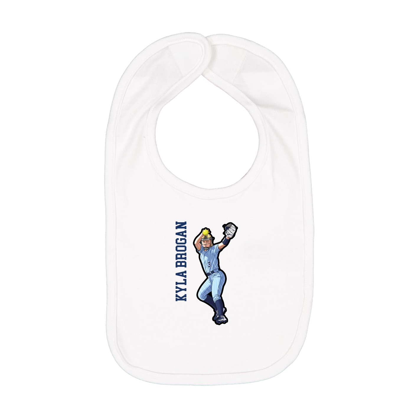 Infant Bib — Name Vertical in White