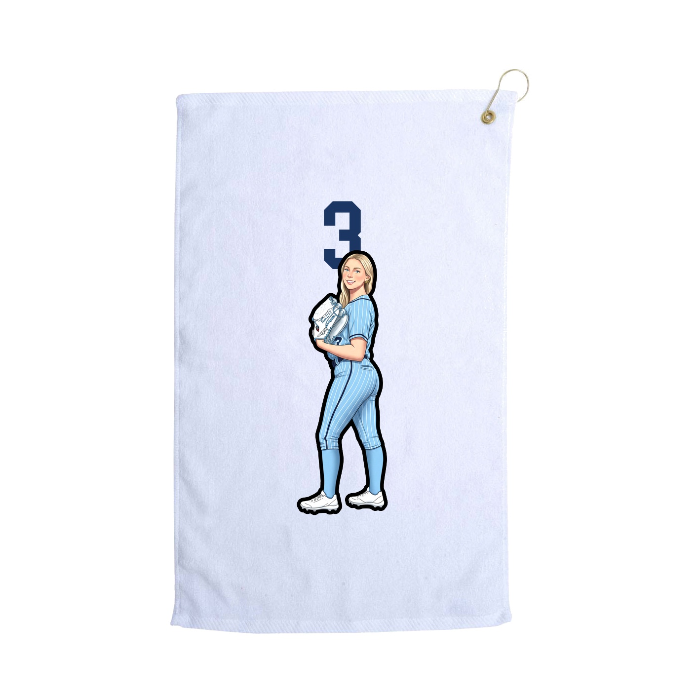 Golf Towel — Number Top in White