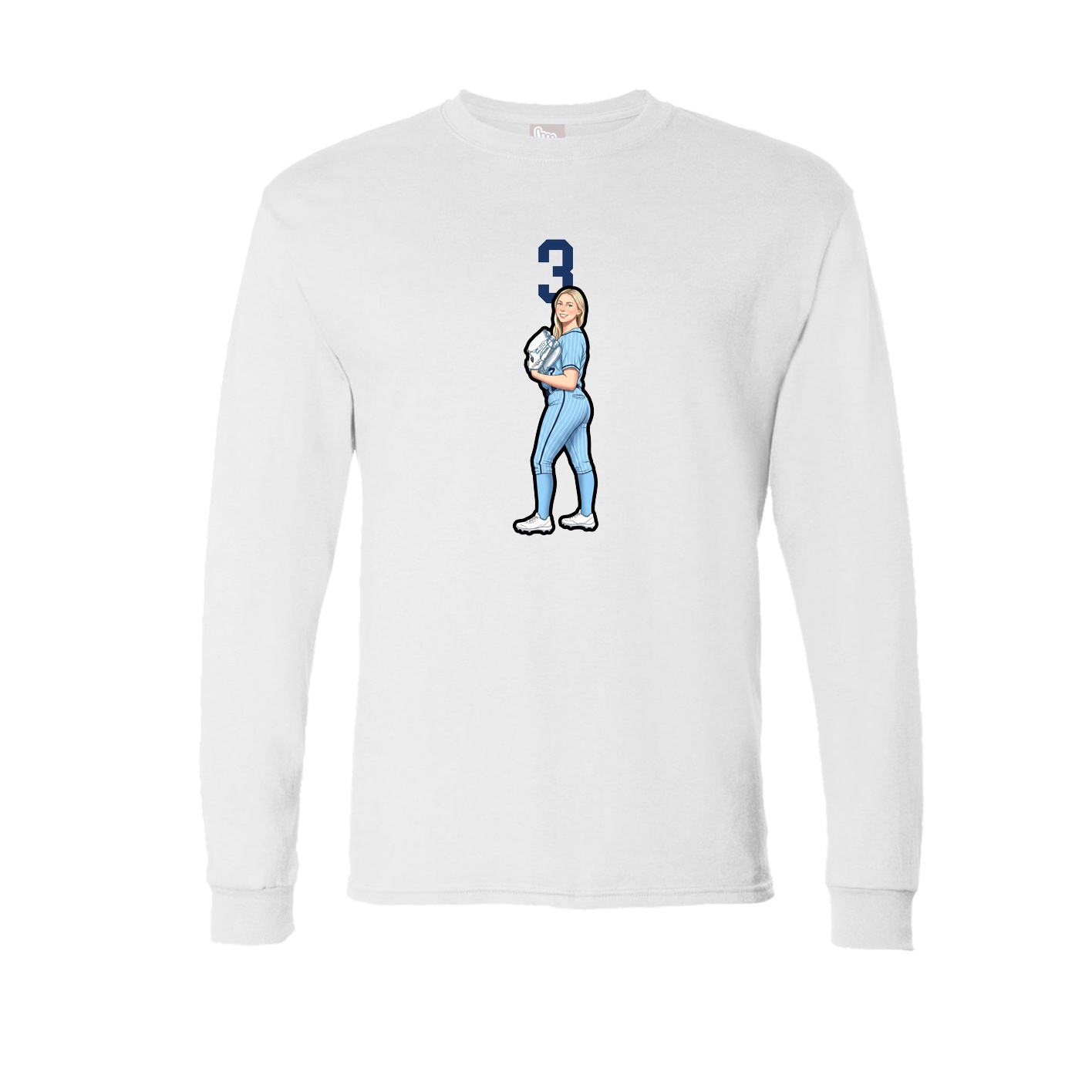 Long Sleeve Tee — Number Top in White
