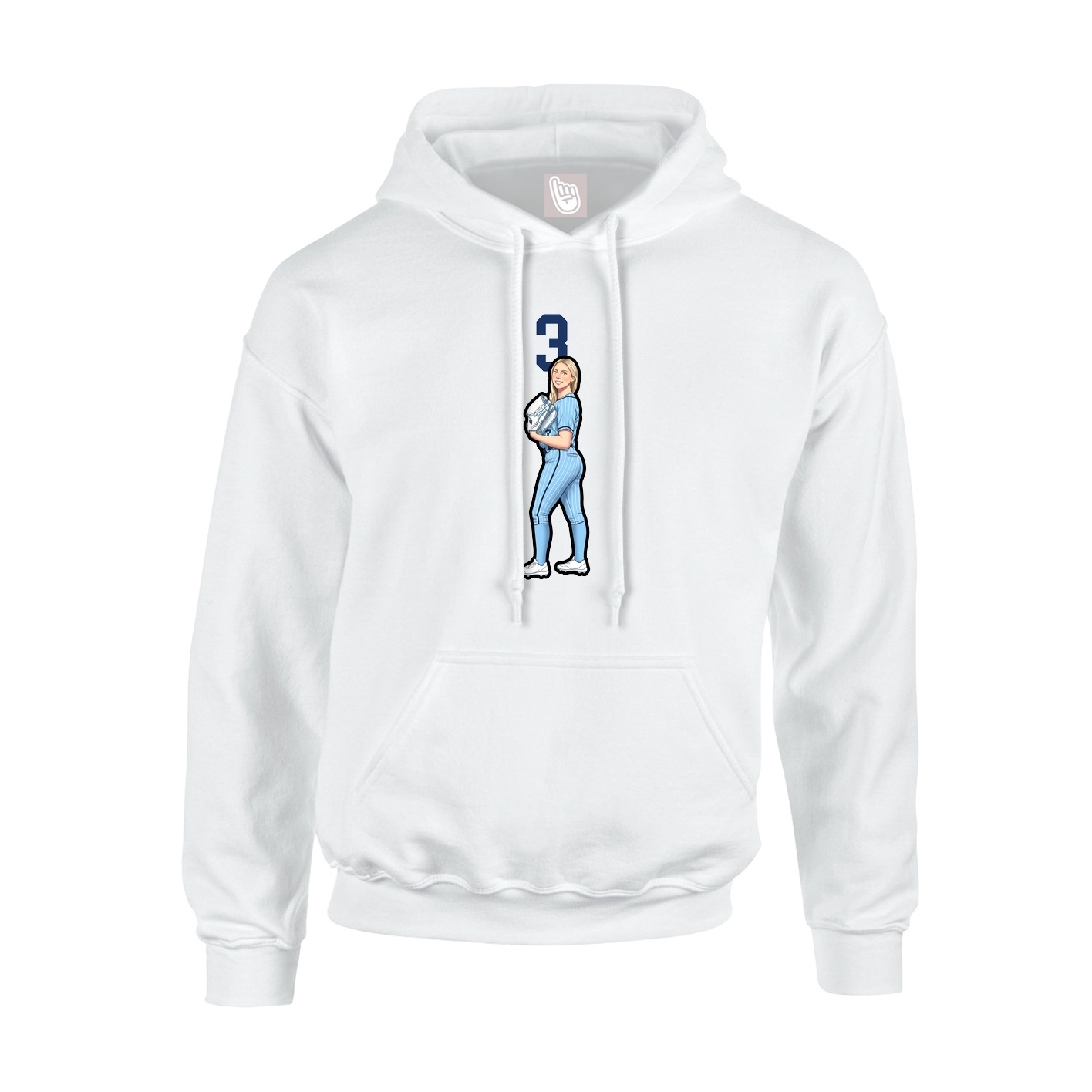 Youth Hoodie — Number Top in White