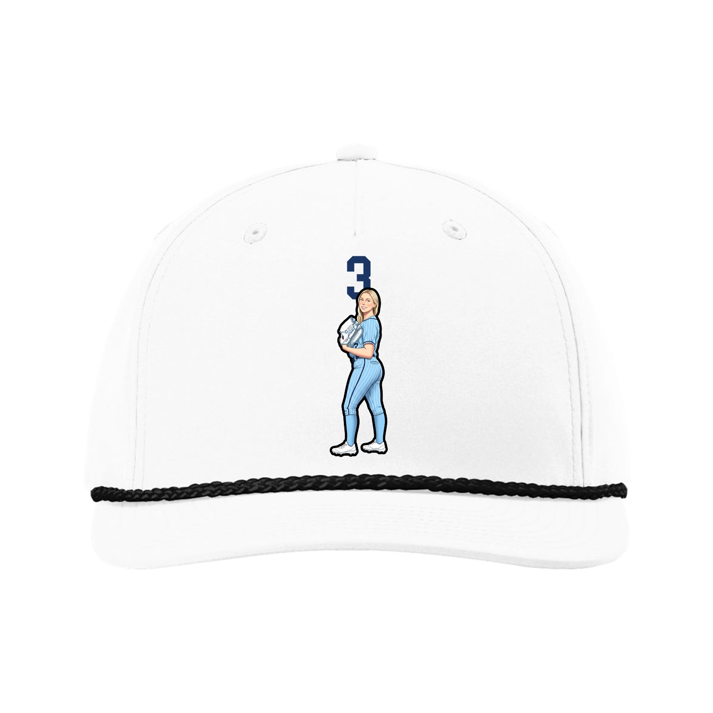 Five-Panel Classic Rope Cap — Number Top in White