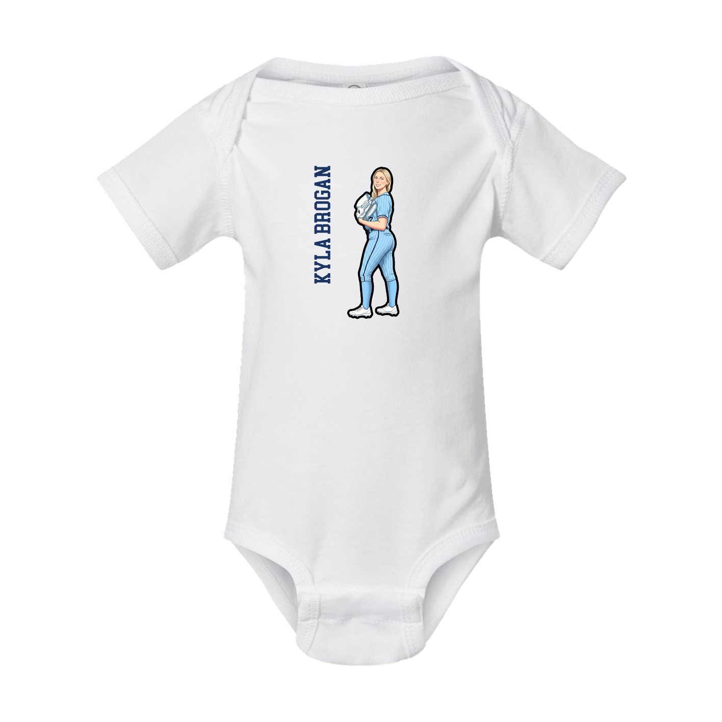 Baby Onesie — Name Vertical in White