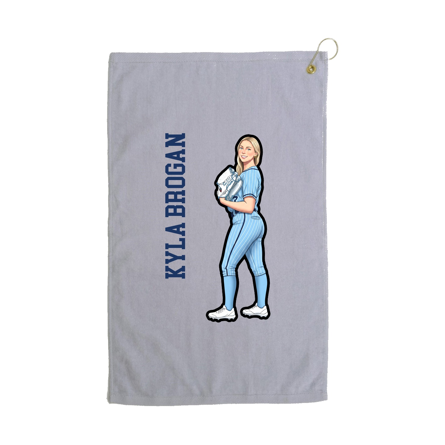 Golf Towel — Name Vertical in Grey