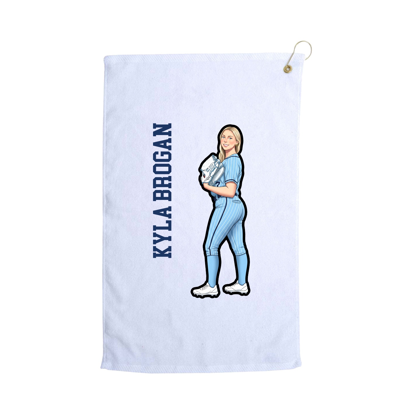 Golf Towel — Name Vertical in White