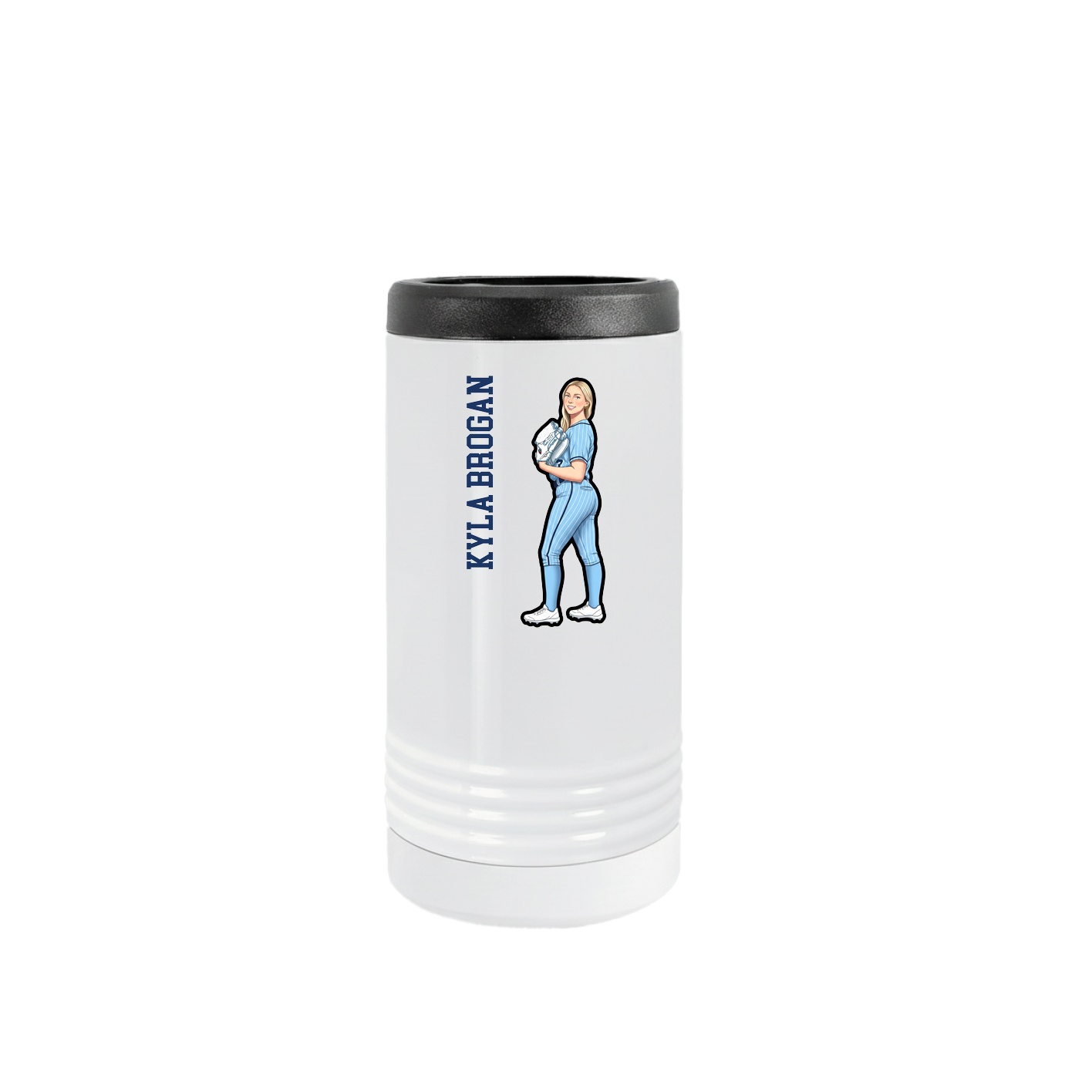 Slim Beverage Holder — Name Vertical in White