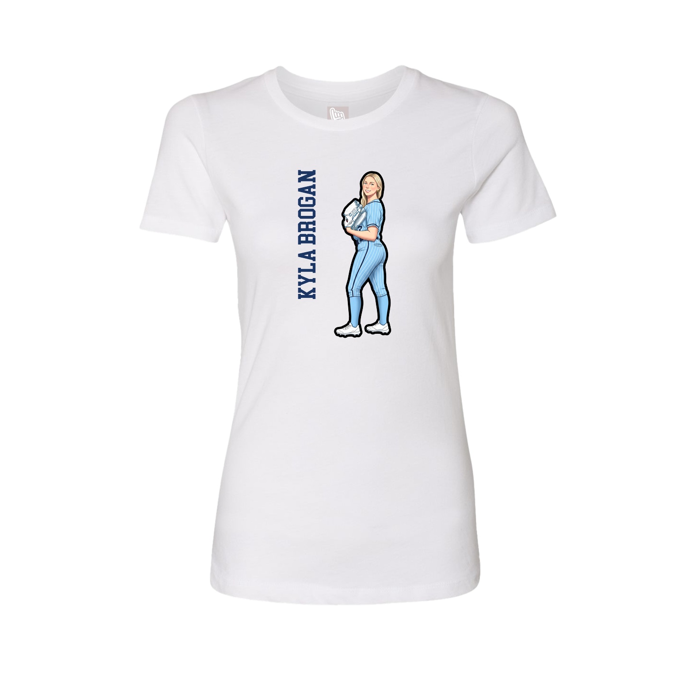 Womens Tee — Name Vertical in White