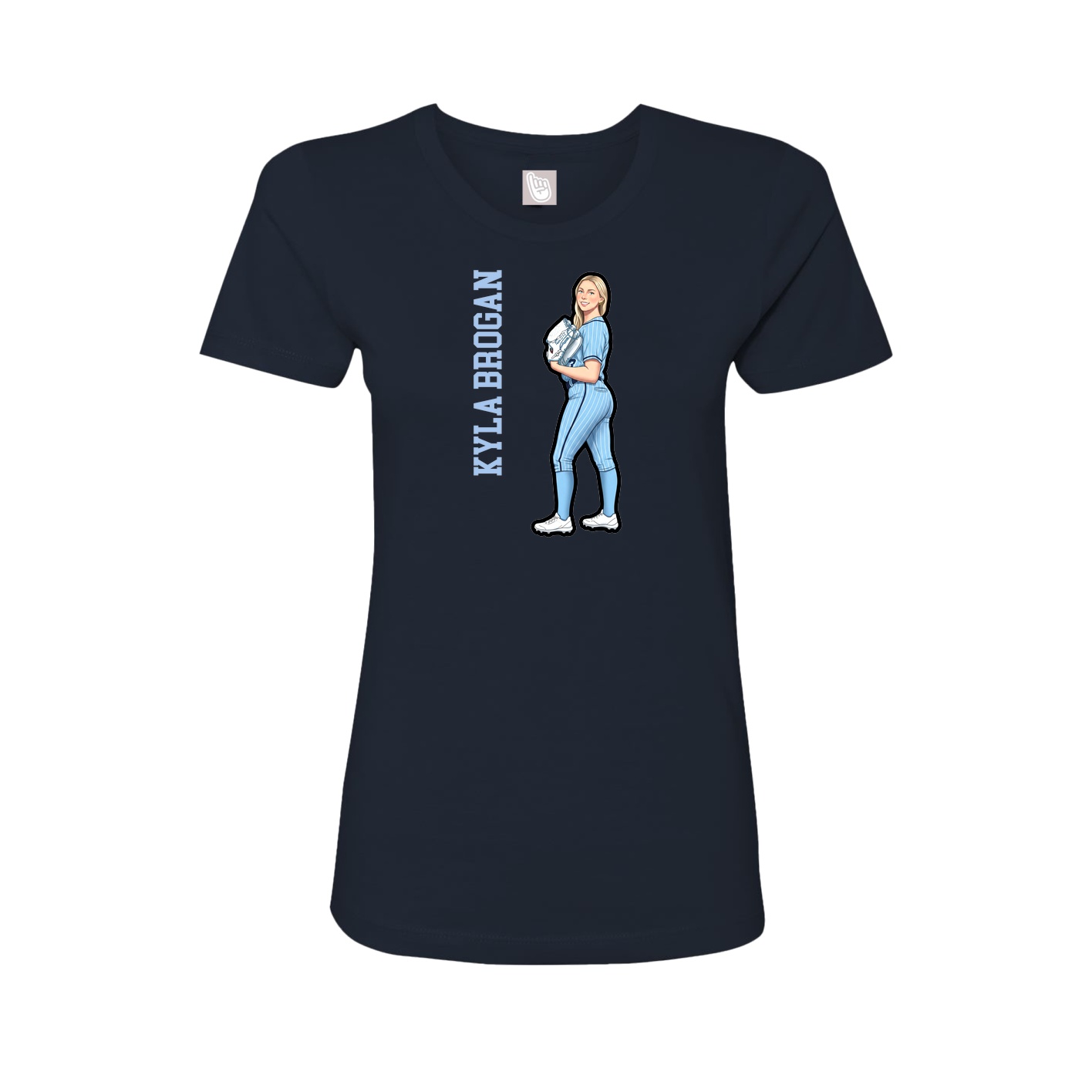 Fitted Women's Tee — Name Vertical in Navy
