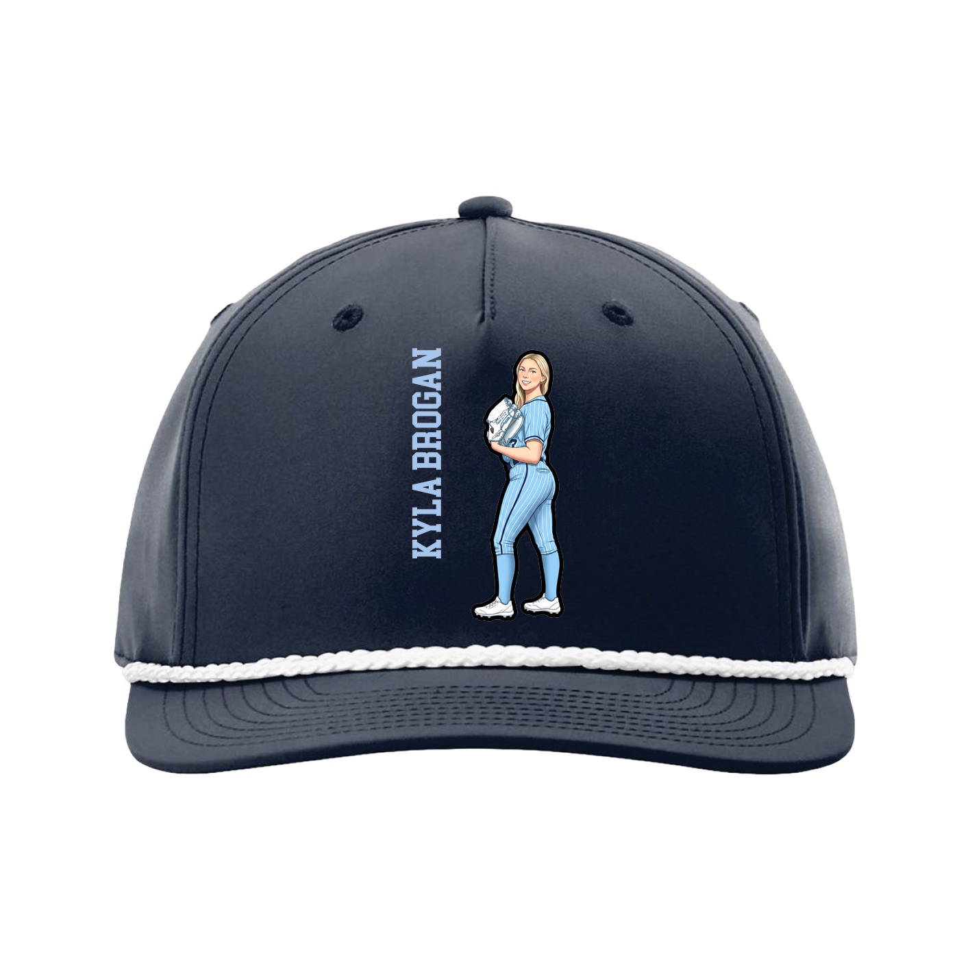 Five-Panel Classic Rope Cap — Name Vertical in Navy