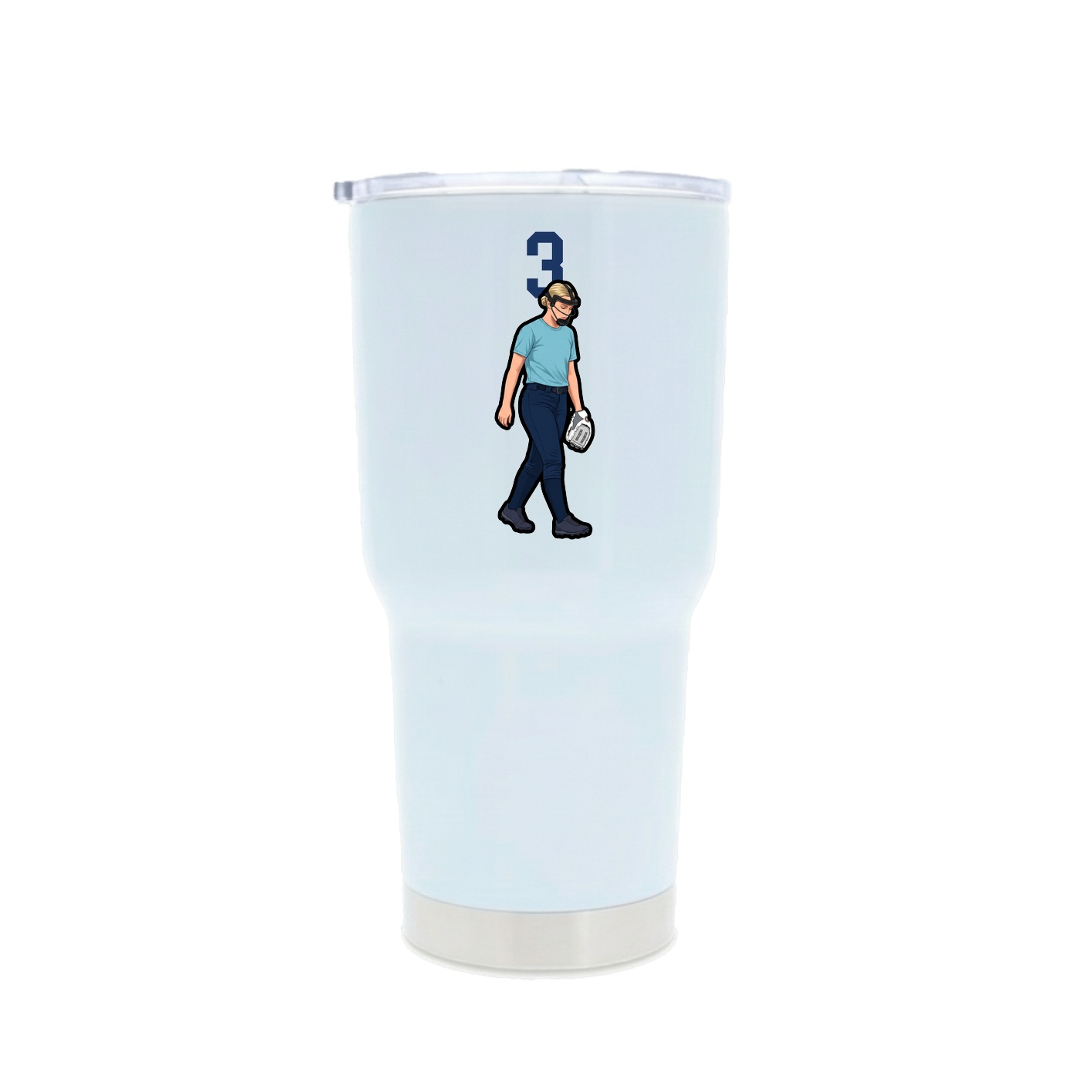 30oz Stainless Steel Tumbler — Number Top in White
