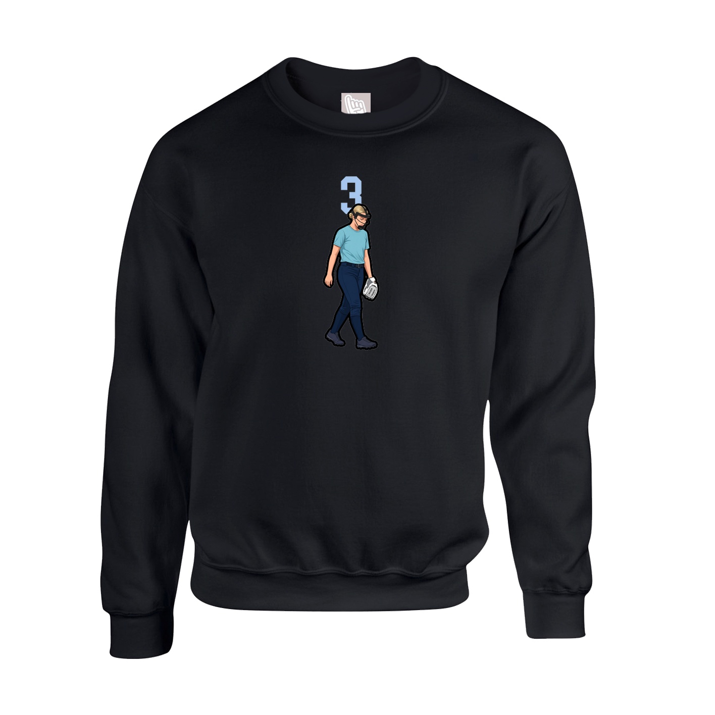 Fleece Crew — Number Top in Black