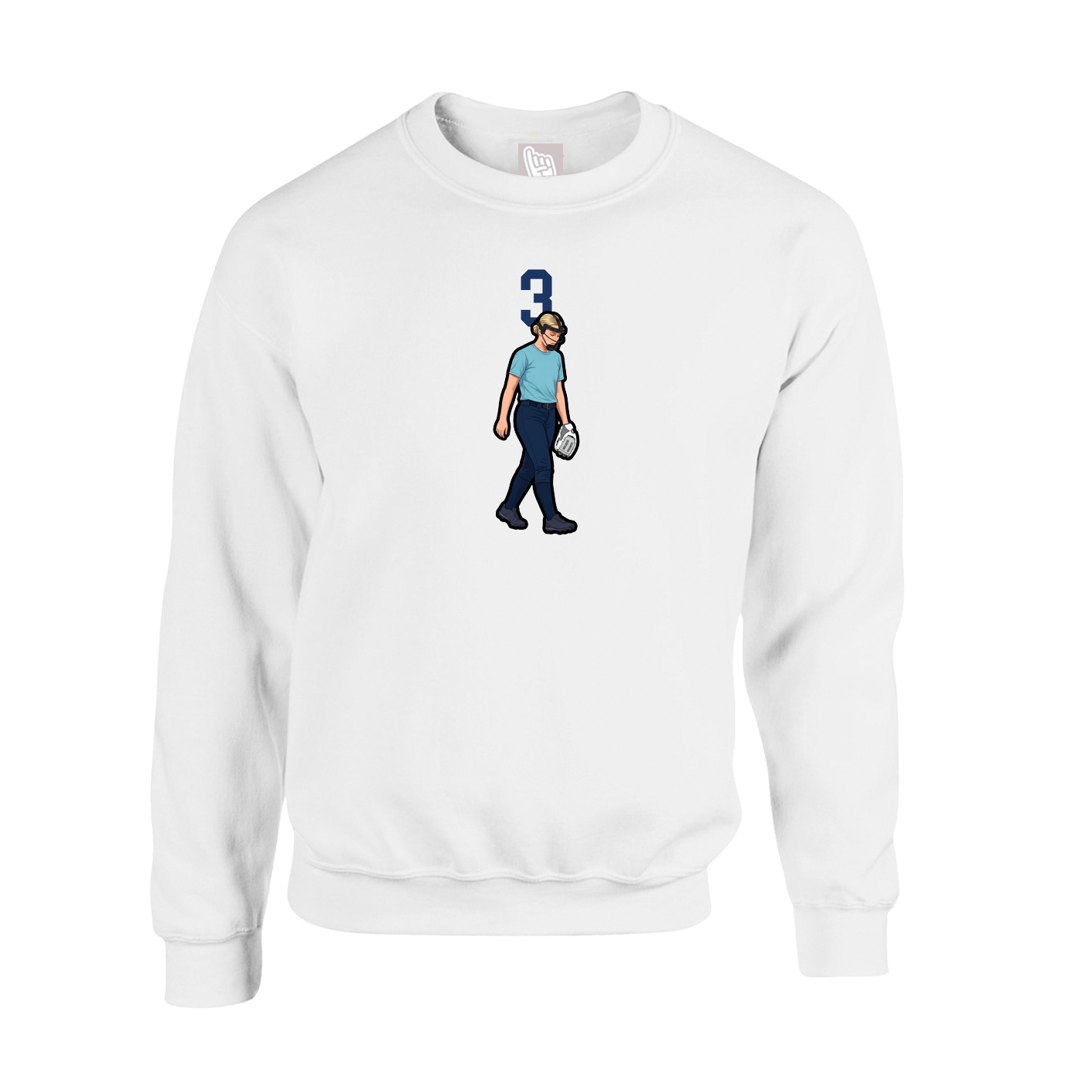 Fleece Crew — Number Top in White