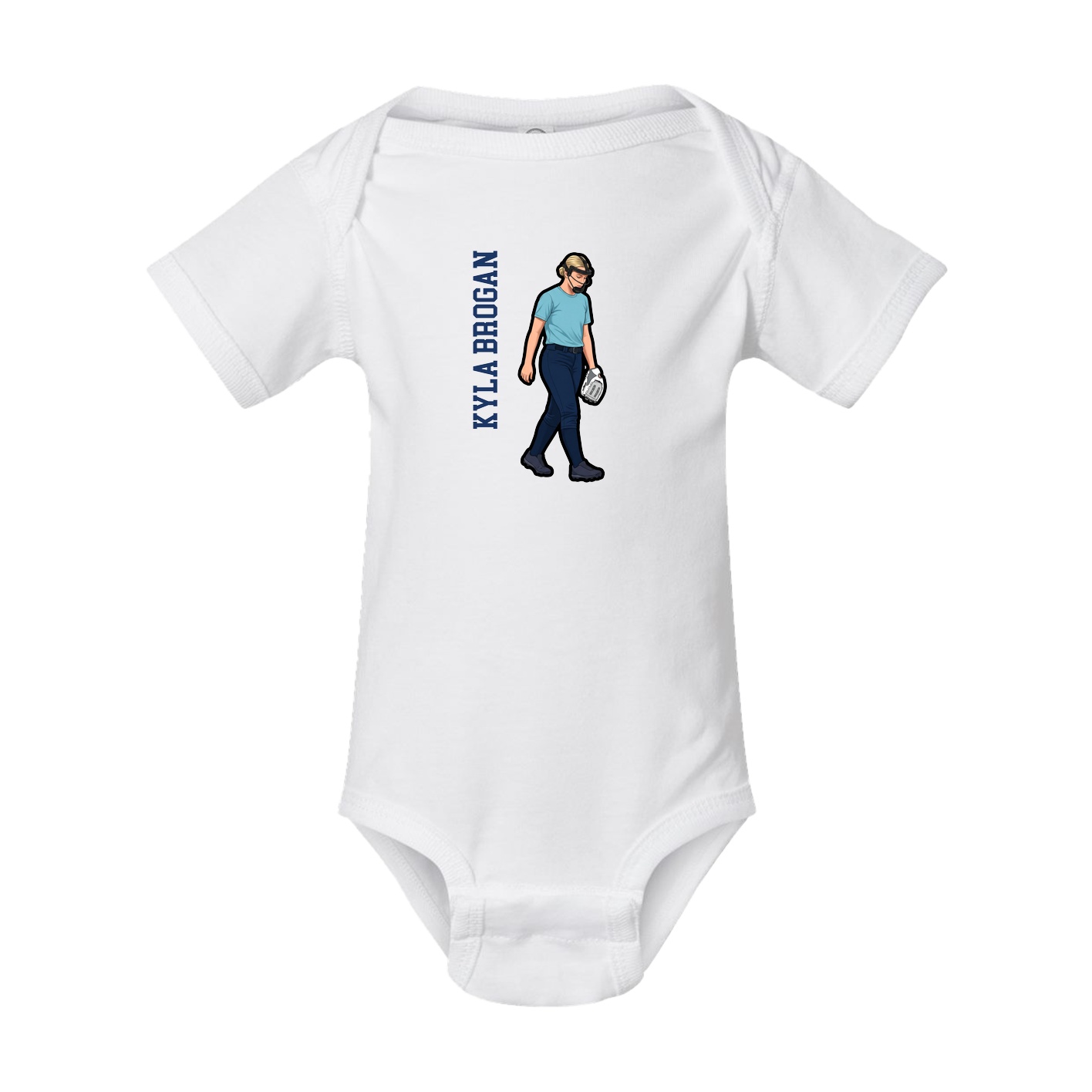 Baby Onesie — Name Vertical in White