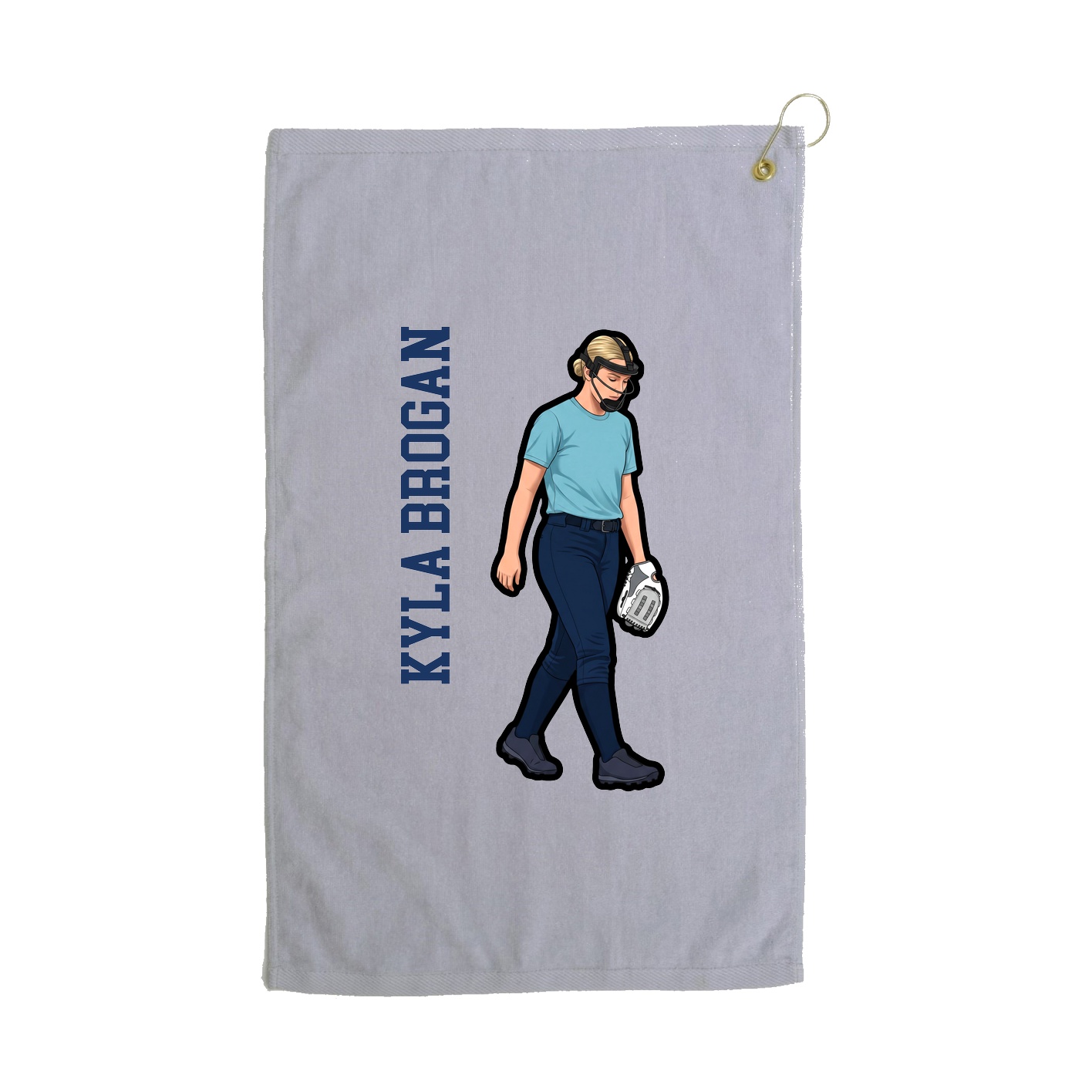 Golf Towel — Name Vertical in Grey