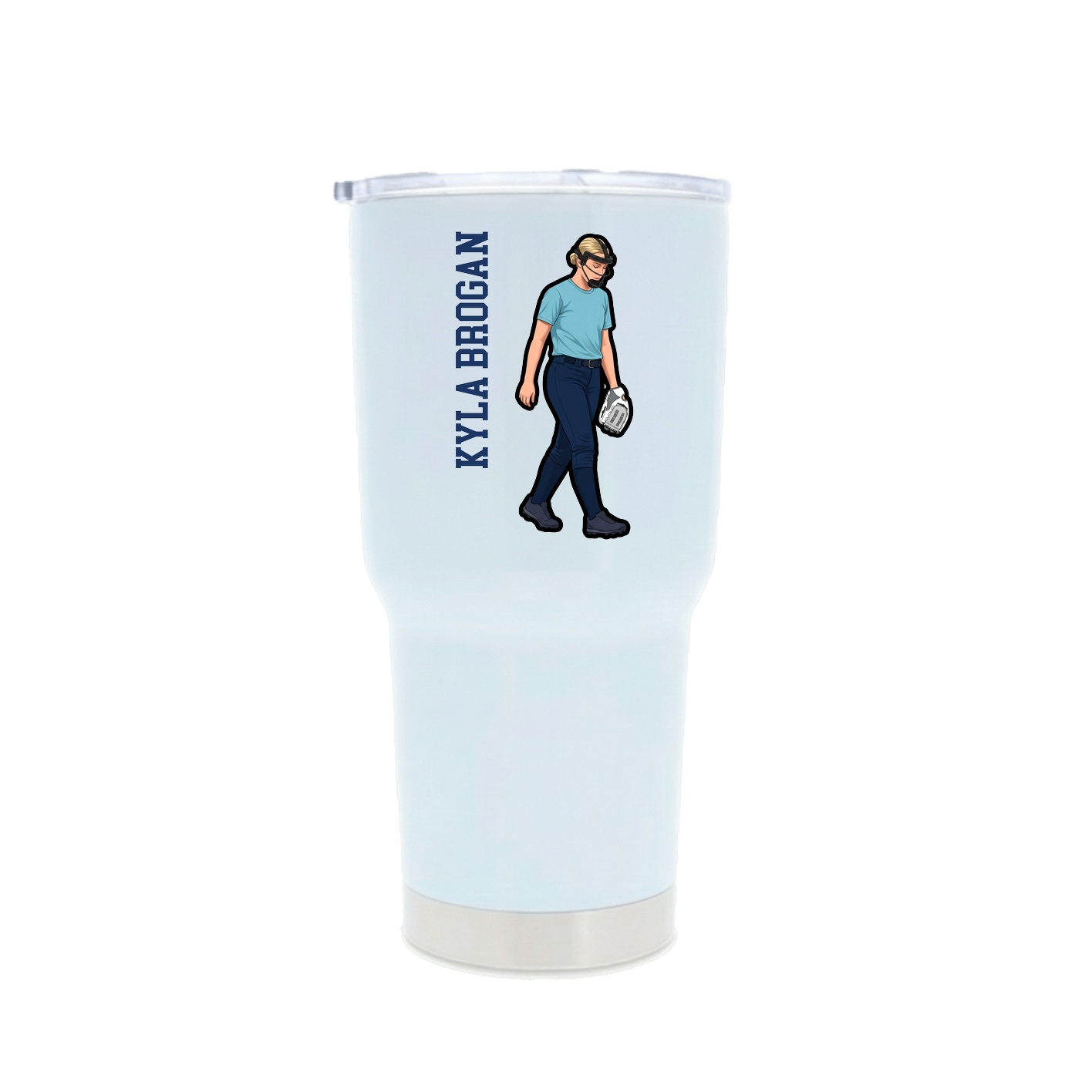 30oz Stainless Steel Tumbler — Name Vertical in White
