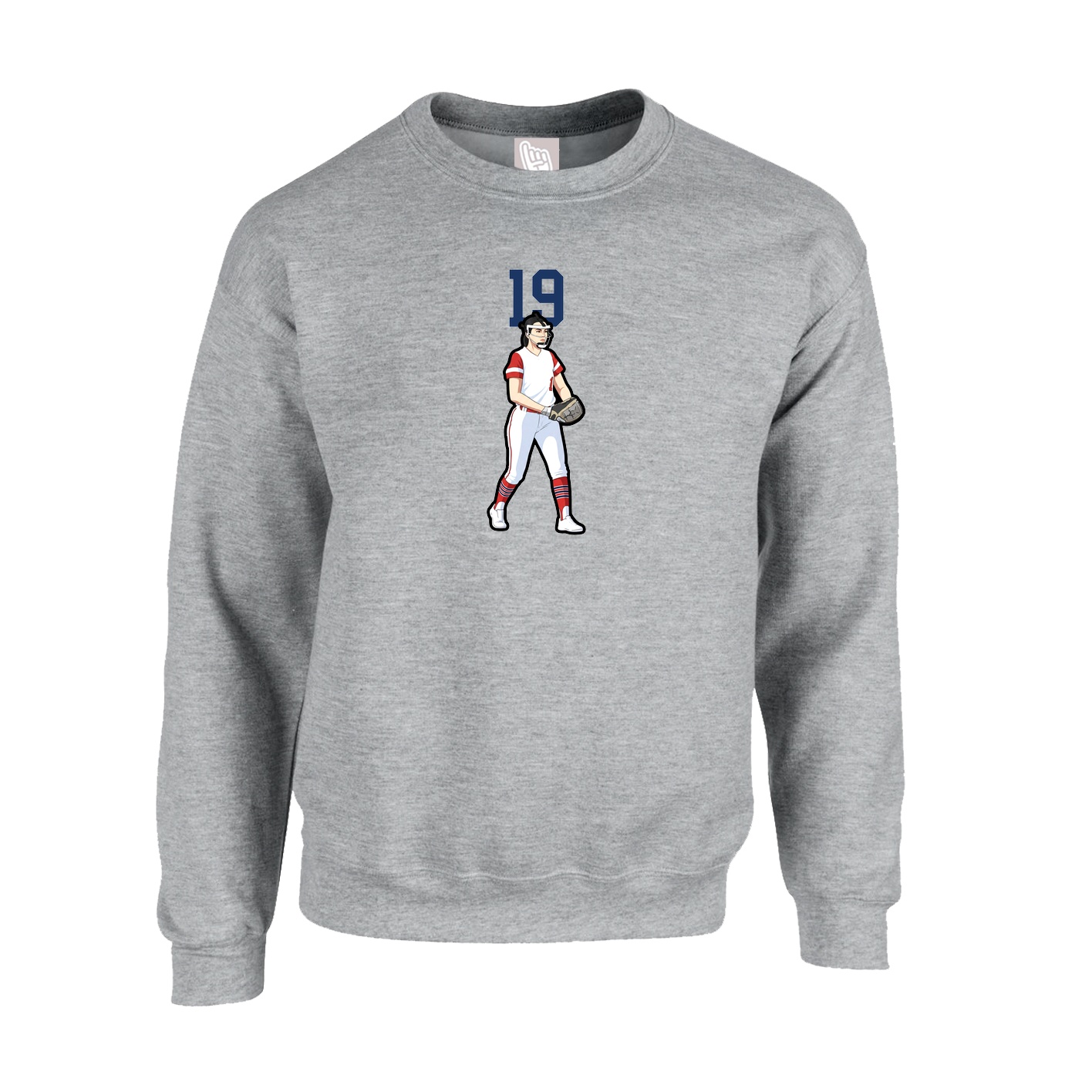 Fleece Crew — Number Top in Grey