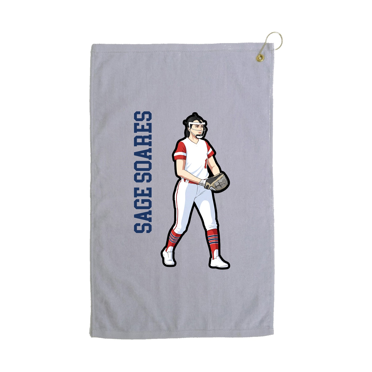 Golf Towel — Name Vertical in Grey