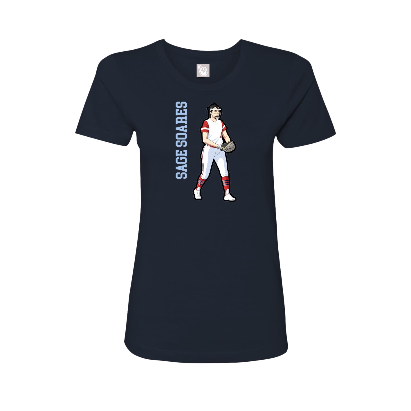 Fitted Women's Tee — Name Vertical in Navy