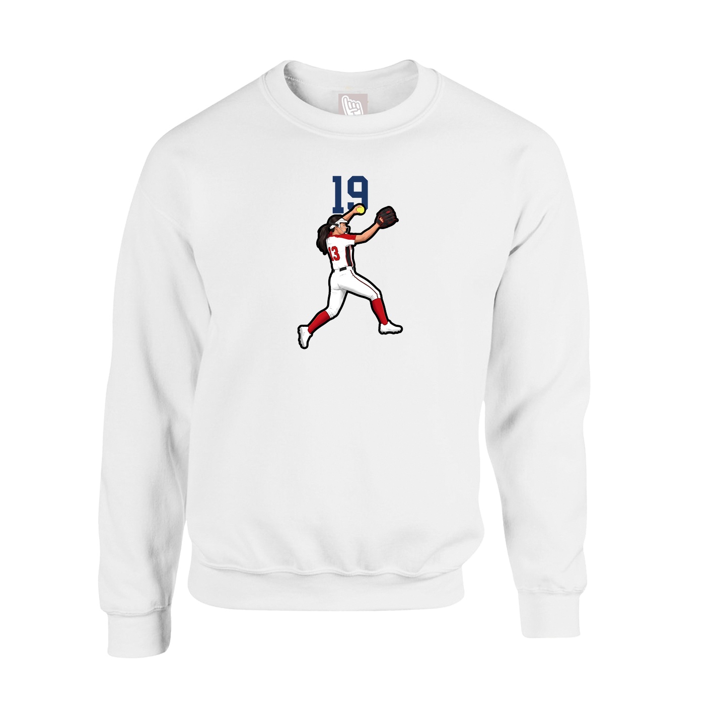 Fleece Crew — Number Top in White