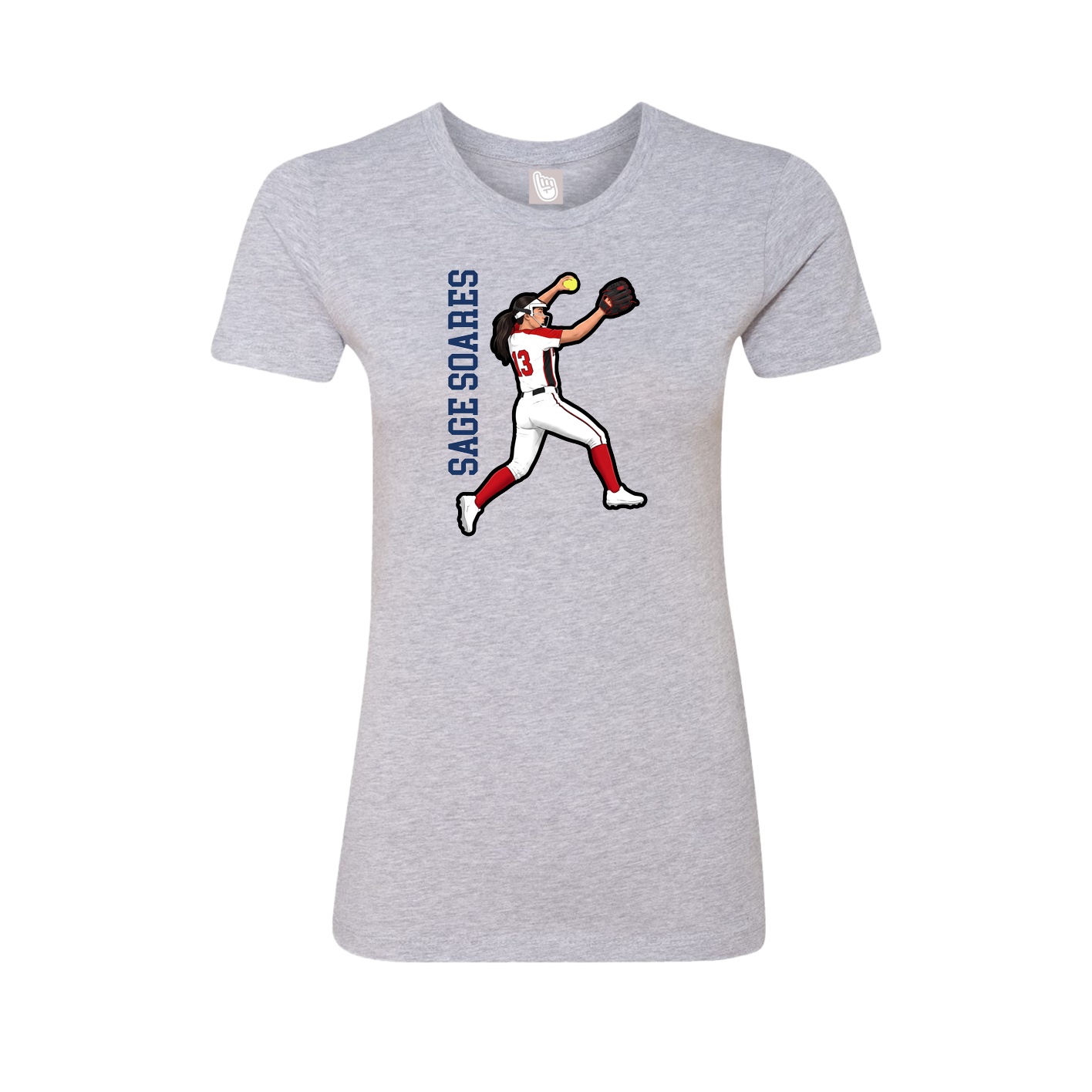 Womens Tee — Name Vertical in Grey