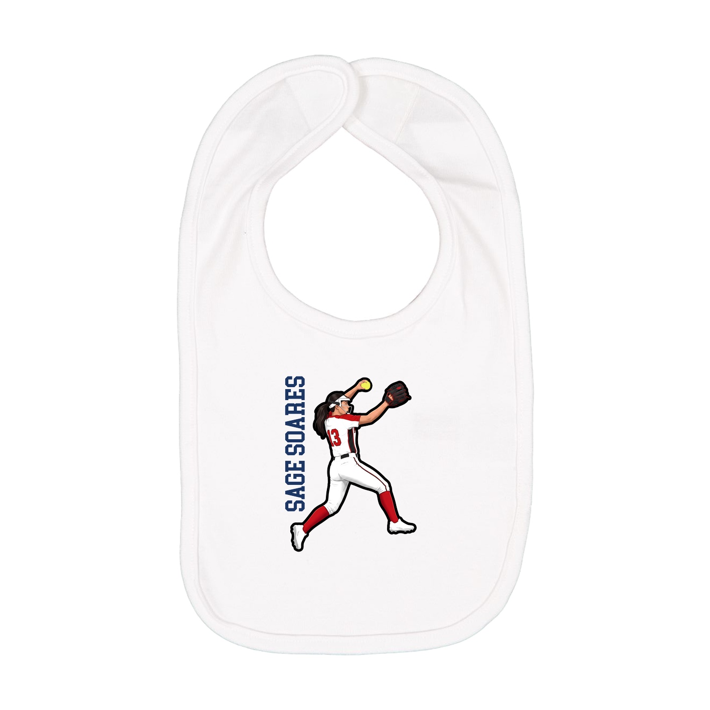 Infant Bib — Name Vertical in White