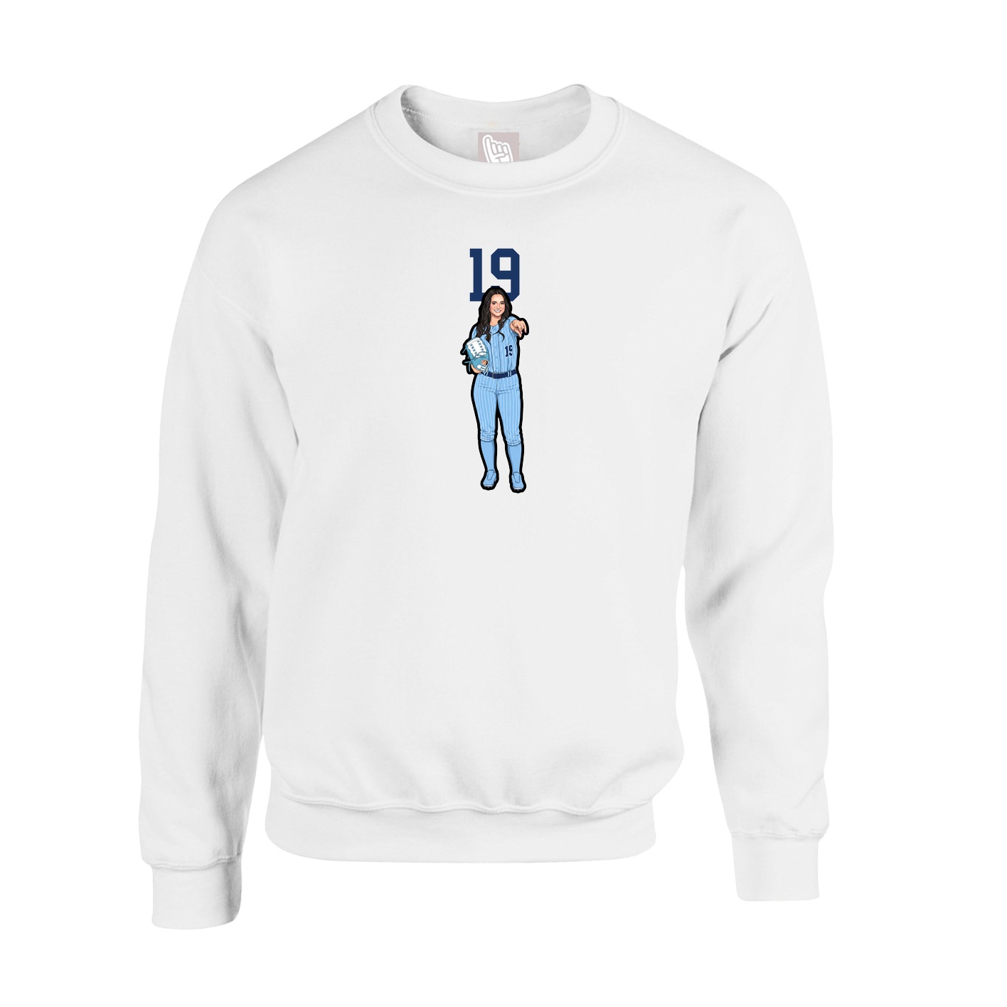 Fleece Crew — Number Top in White