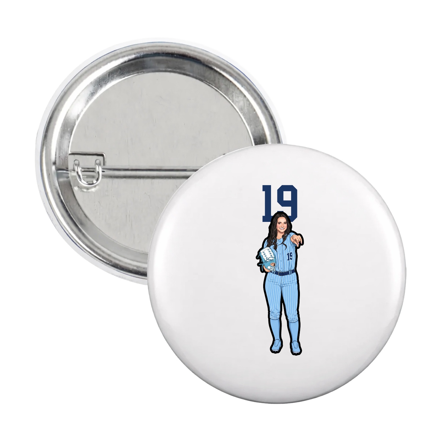 Game Day Button — Number Top in White