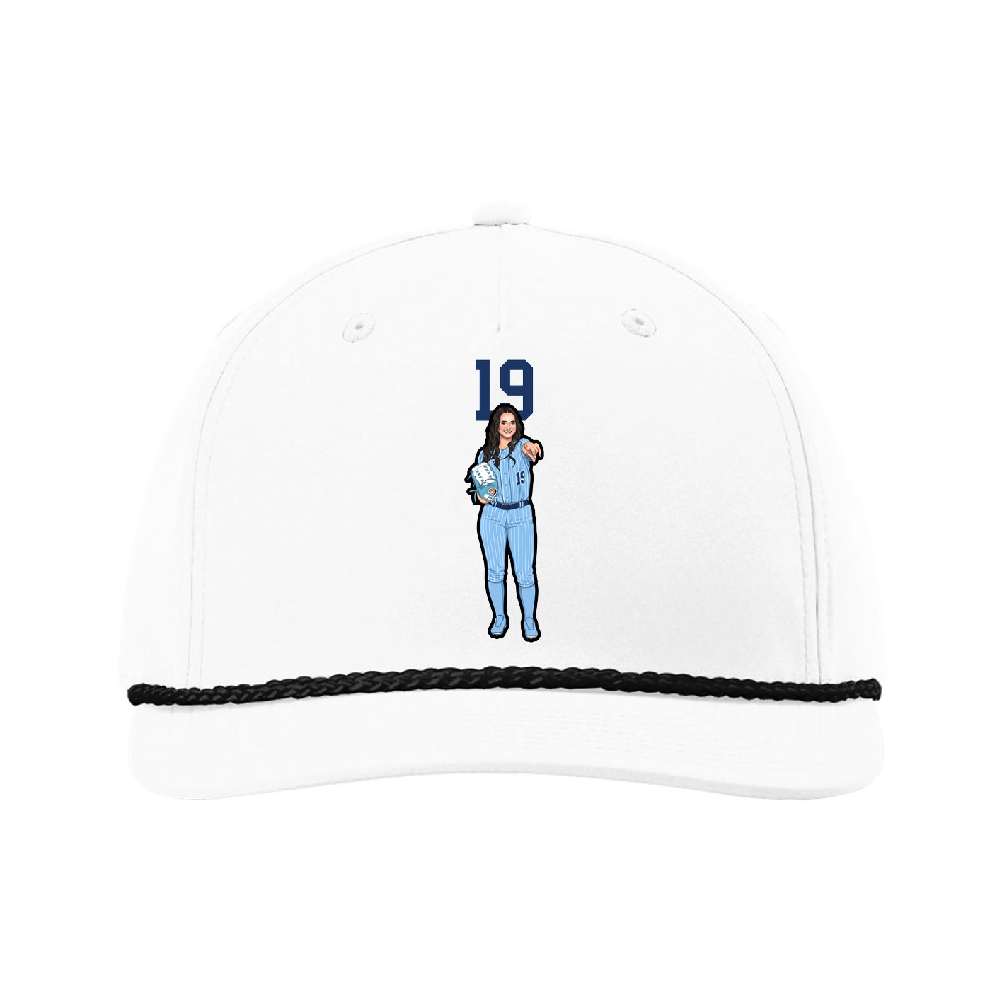 Five-Panel Classic Rope Cap — Number Top in White