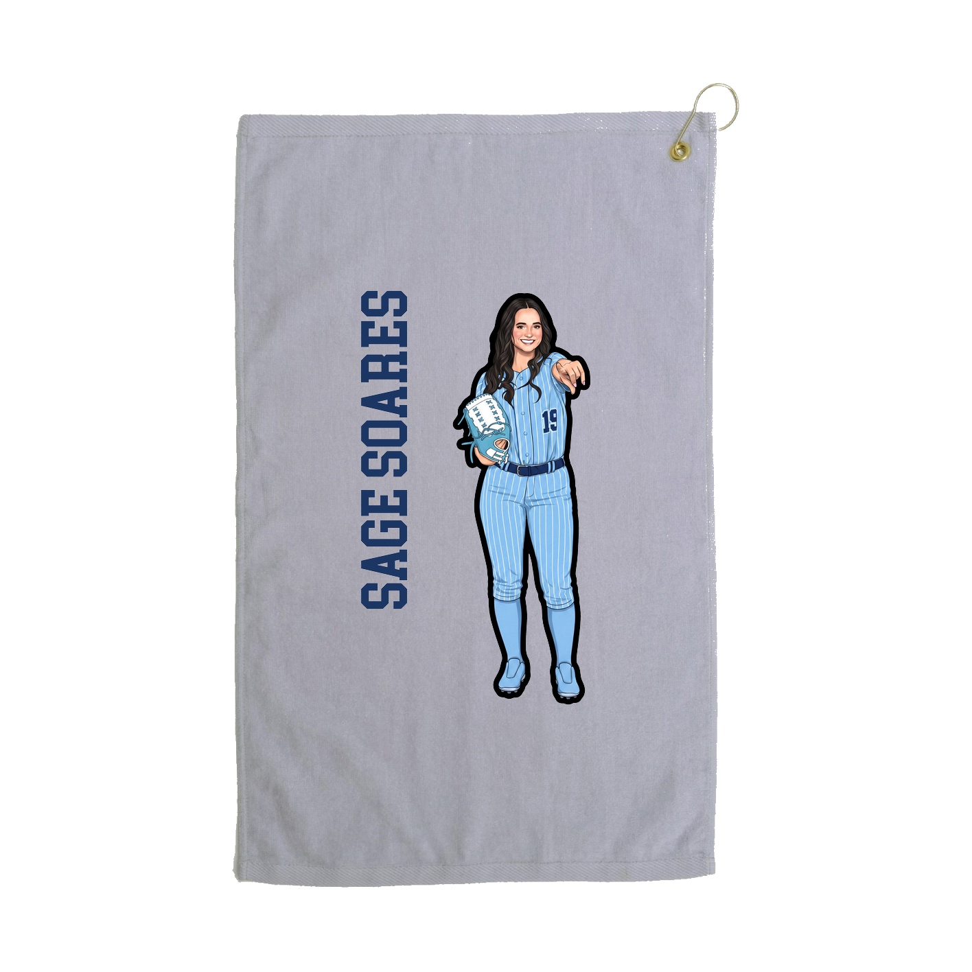 Golf Towel — Name Vertical in Grey