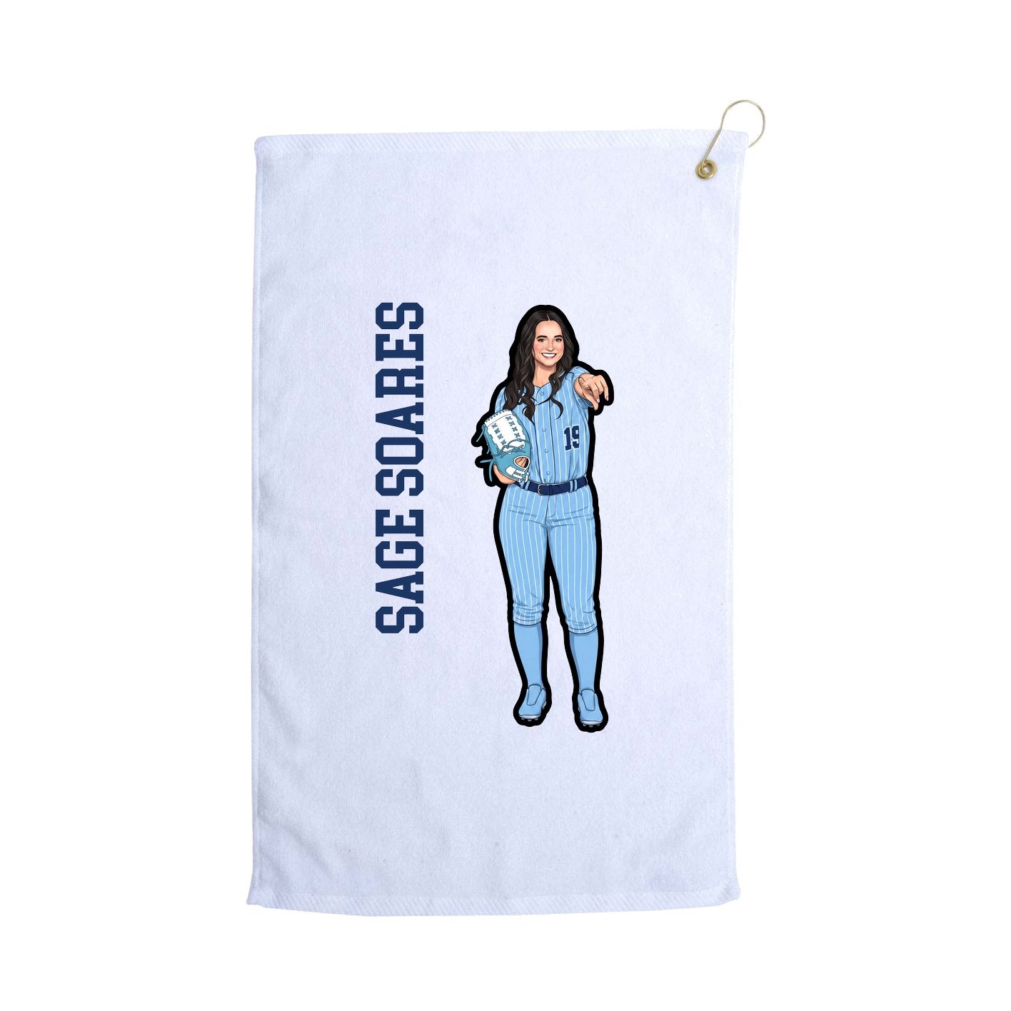 Golf Towel — Name Vertical in White